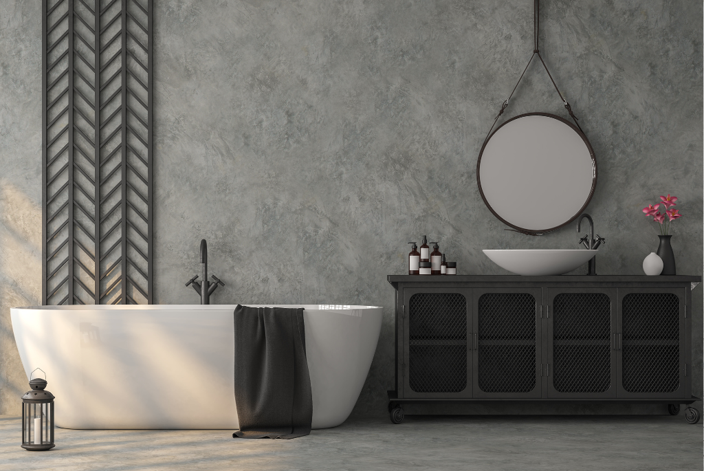 Minimalistická betonová koupelna: materiály, ochranné nátěry, údržba
